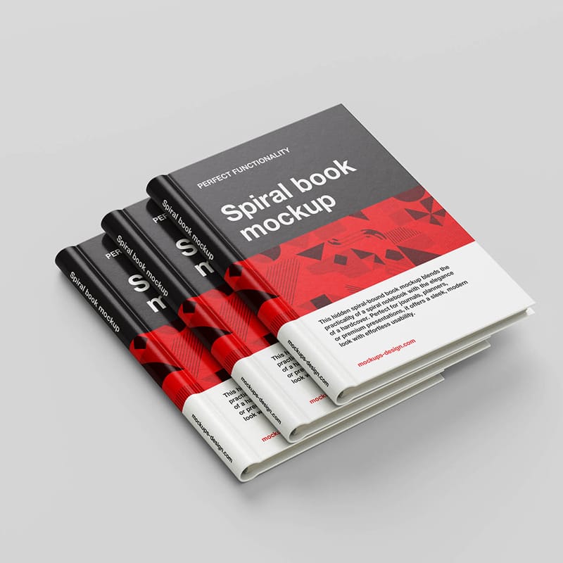 Sleek Spiral-bound Book Mockup PSD