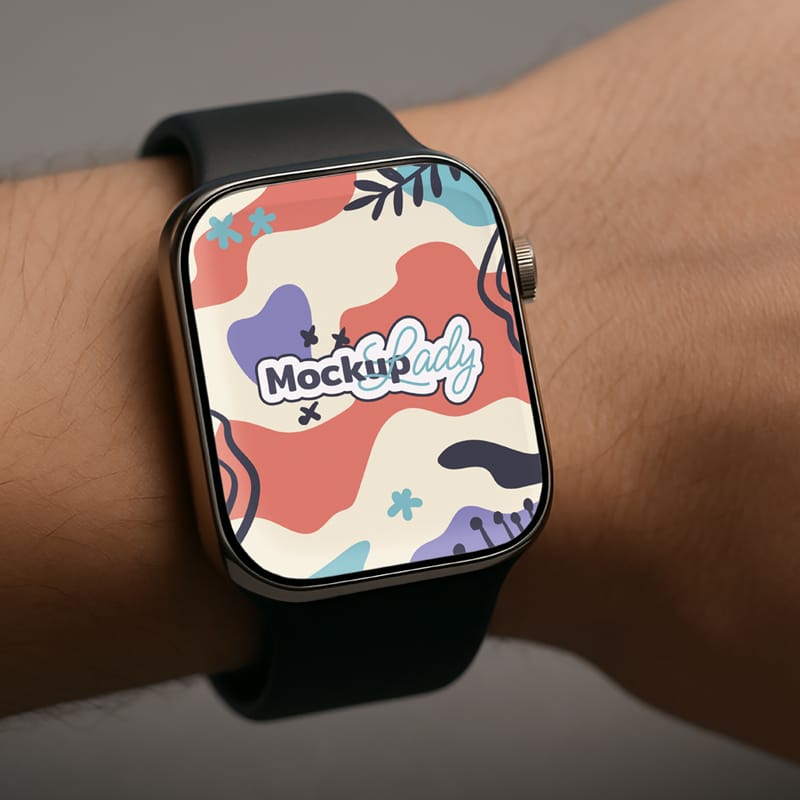 Smartwatch on Wrist Mockup PSD