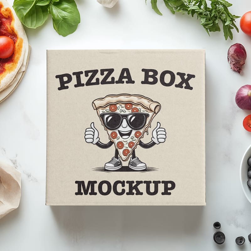 Square Pizza Box Mockup PSD