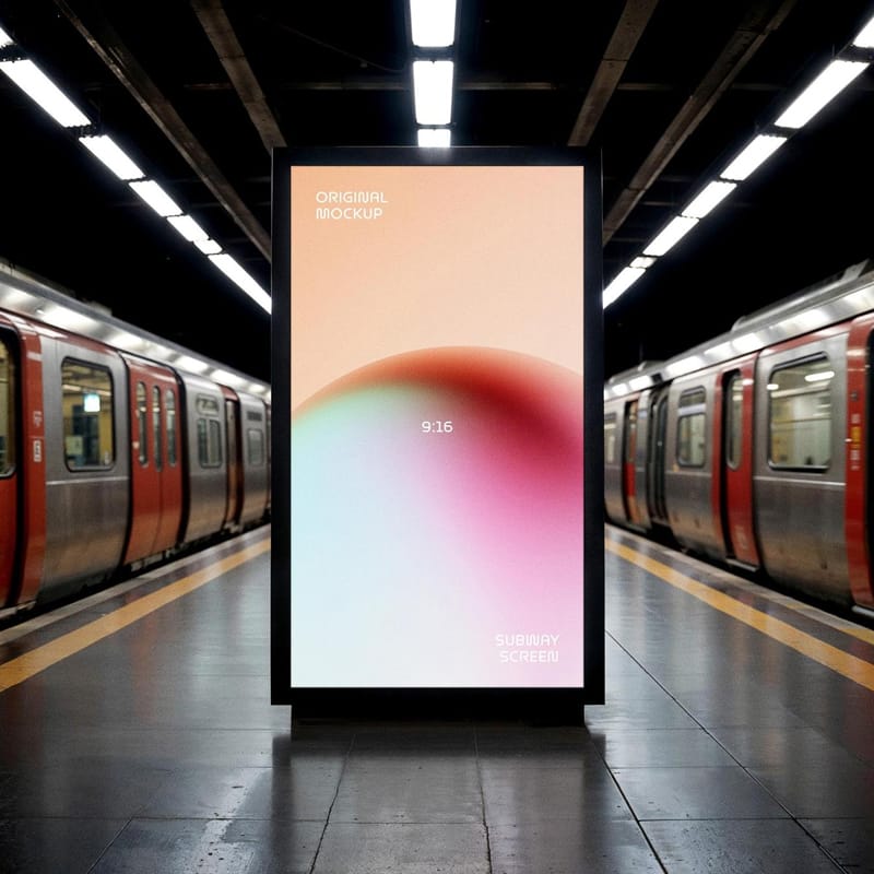 Subway Digital Signage Mockup PSD