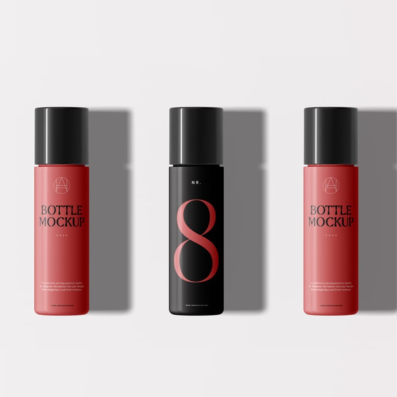 Three Plastic Bottle Mockups PSD