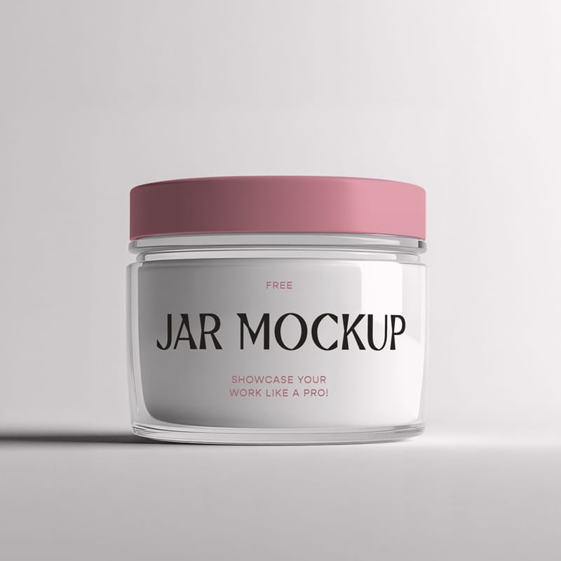 Transparent Glass Cosmetic Jar Mockup PSD