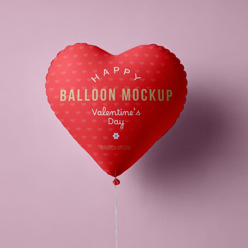 Valentines Day Heart Balloon Mockup PSD