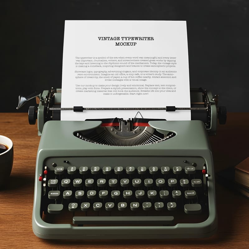 Vintage Typewriter Mockup PSD