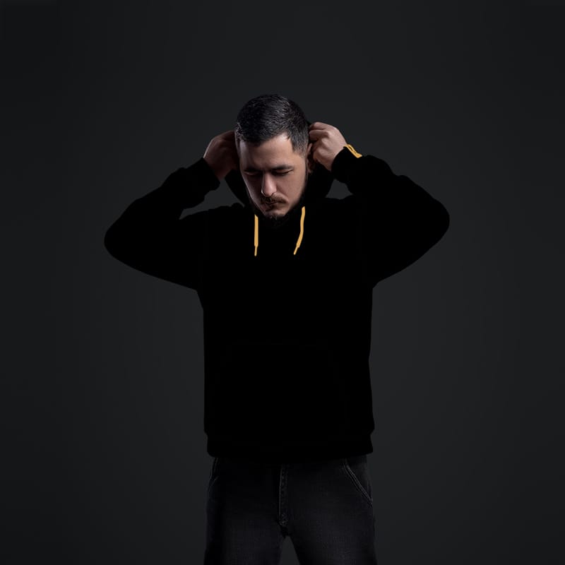 Wearing Oversize Hoodie Mockup PSD