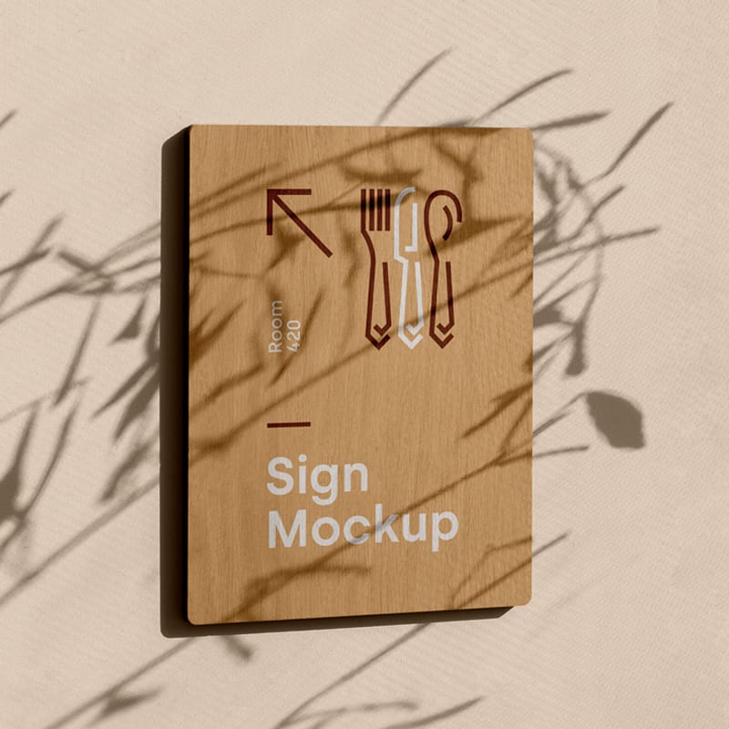 Wood Sing on the Wall Mockup PSD