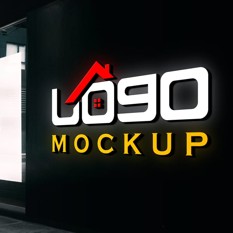 3D Minimalist Logo Mockup PSD