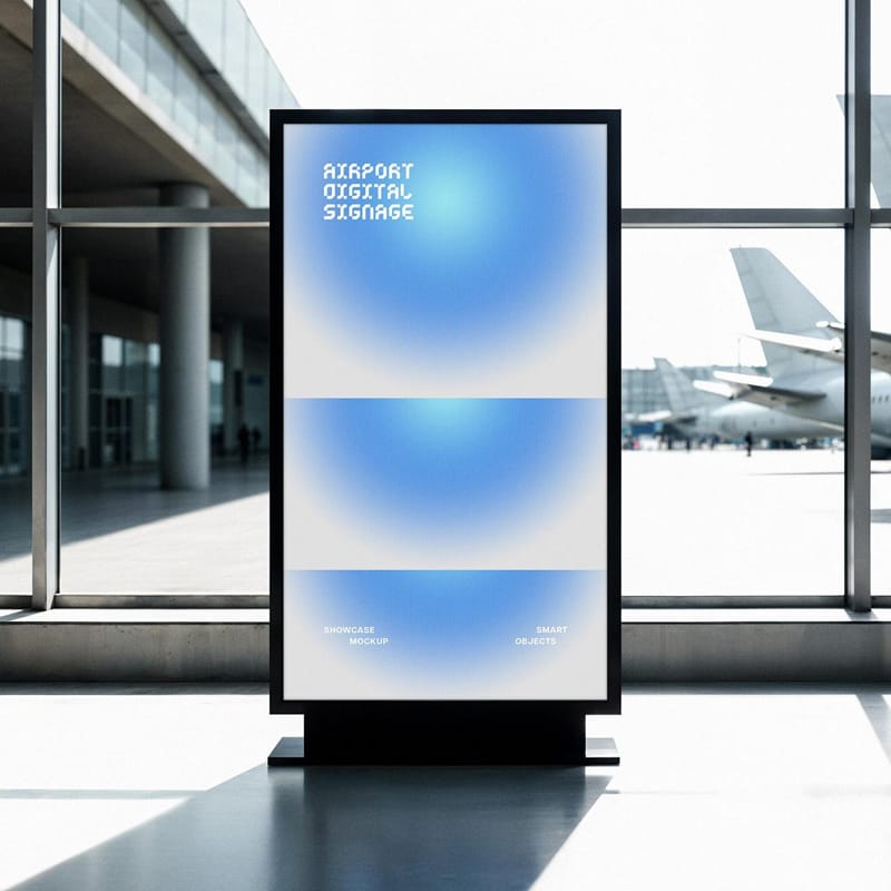 Airport Digital Screen Mockup PSD