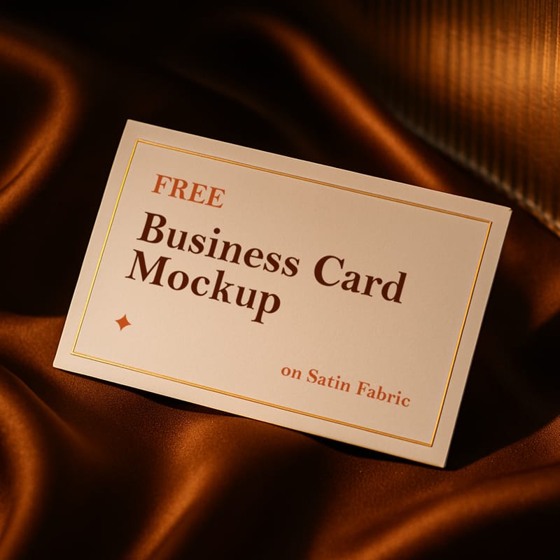 Business Card Mockup on Satin Fabric PSD