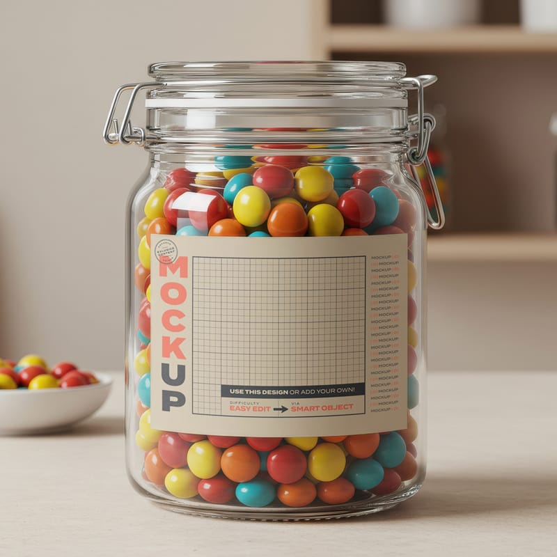 Candy Jar Label Mockup PSD