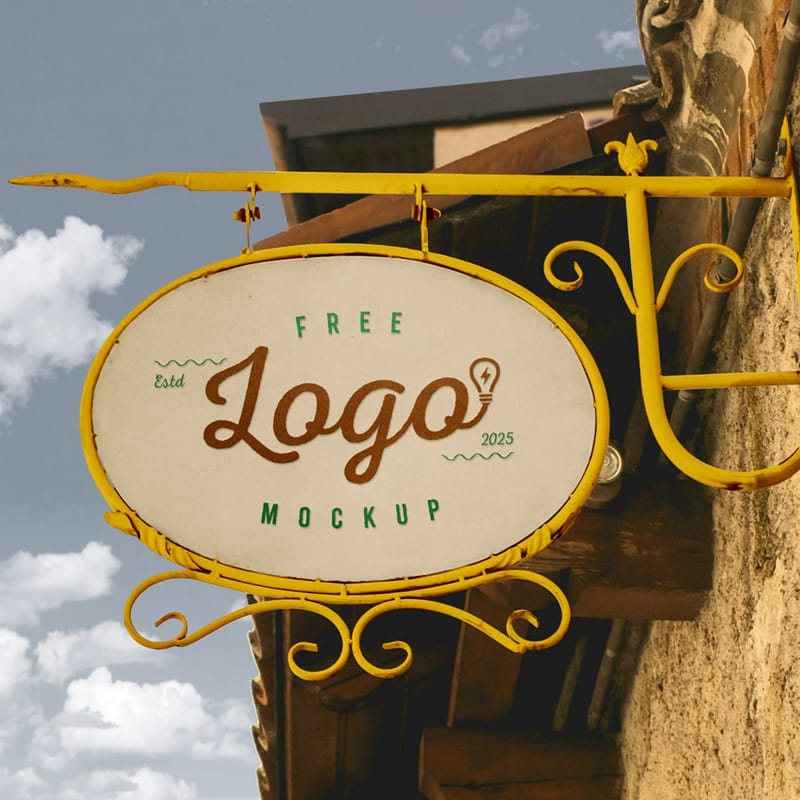 Classic Old Shop Sign Mockup PSD