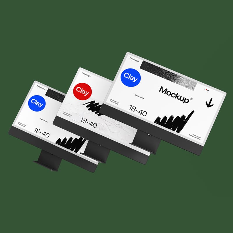 Clay iMac Screen Mockup PSD