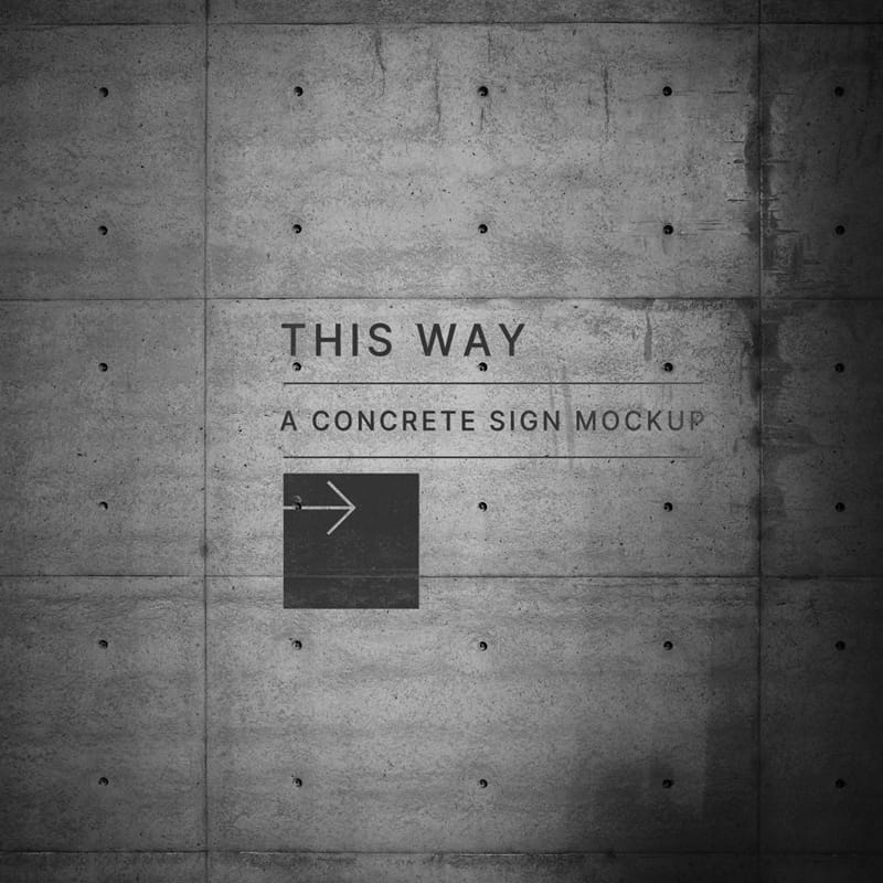 Concrete Wall Sign Mockup PSD