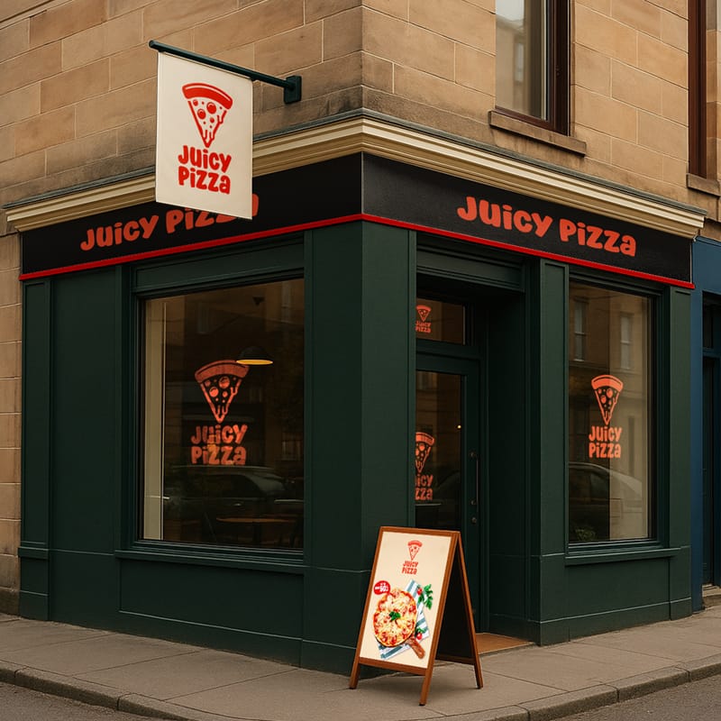 Corner Shop Front Mockup PSD