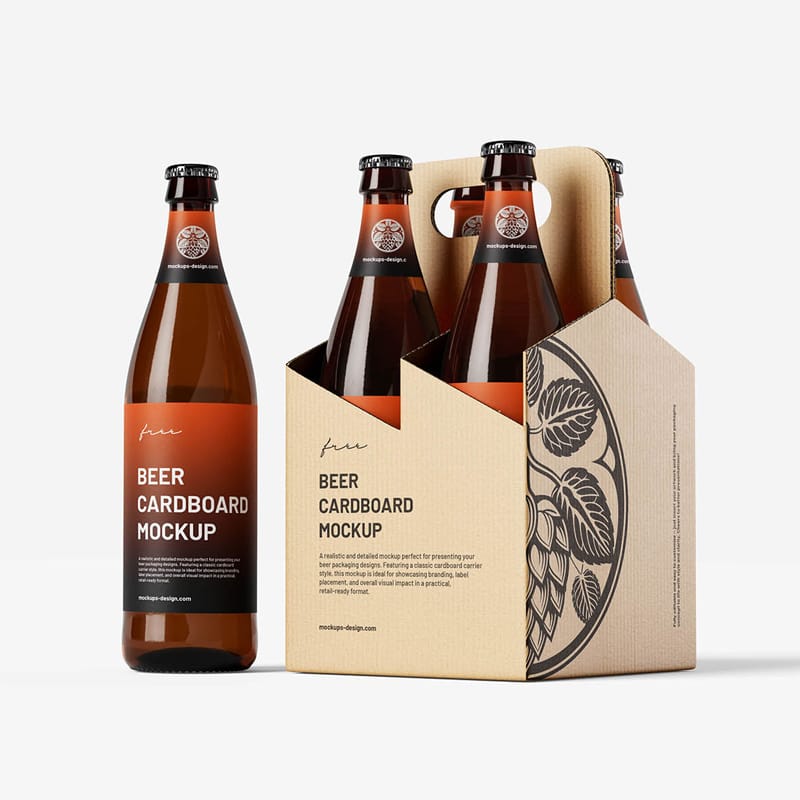 Craft-style Beer Carrier Mockup PSD