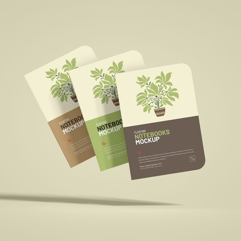 Floating Notebooks Mockup PSD