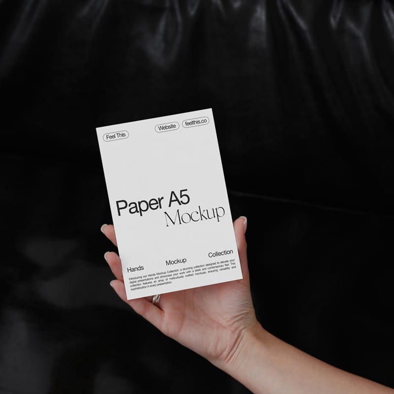 Flyer A5 in Hand Mockup PSD