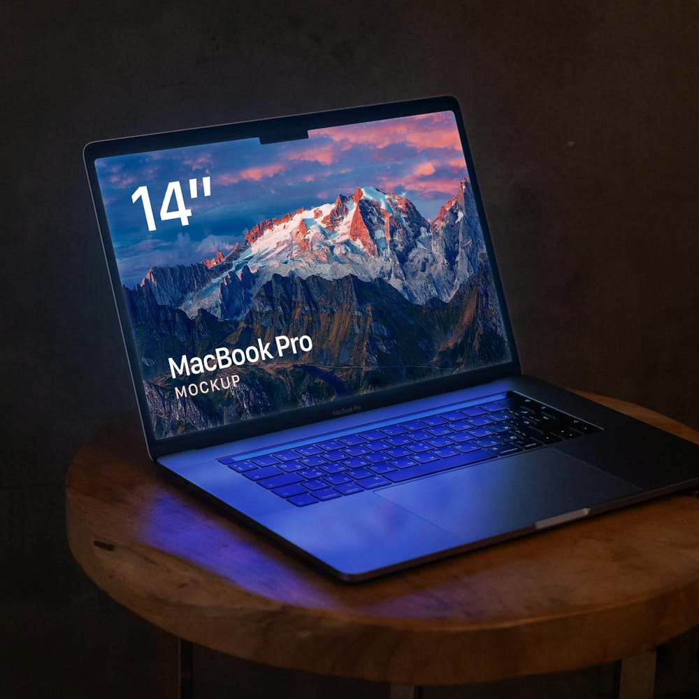 Free 14 Inches M4 MacBook Pro Mockup PSD