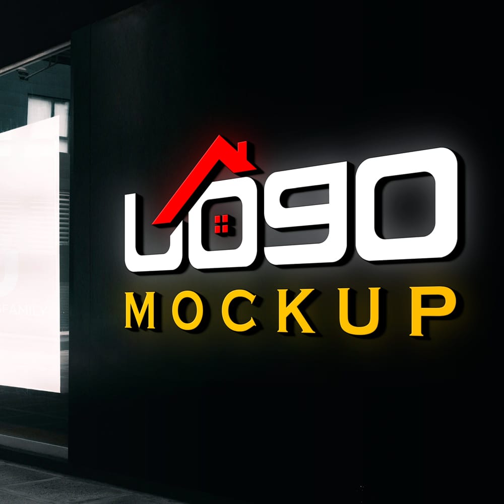 Free 3D Minimalist Logo Mockup PSD