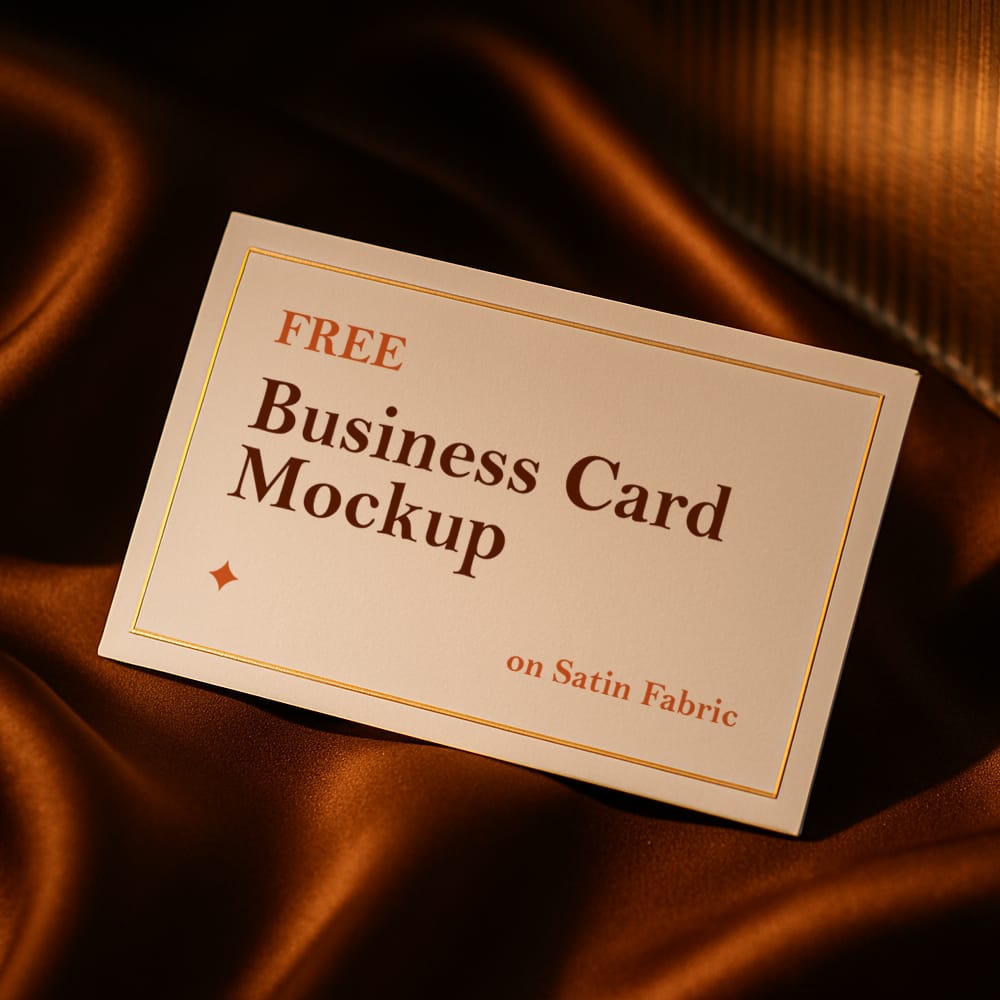 Free Business Card Mockup on Satin Fabric PSD