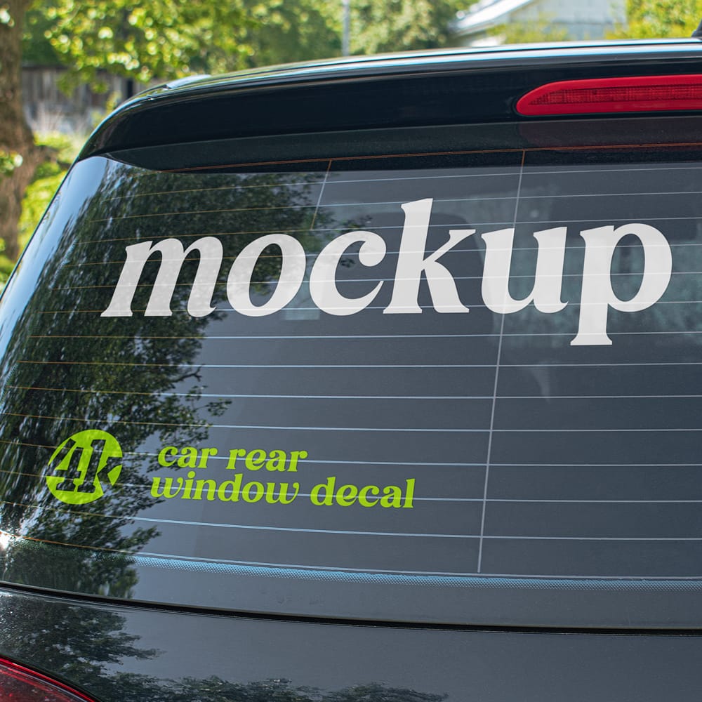 Free Car Rear Window Decal Mockup PSD