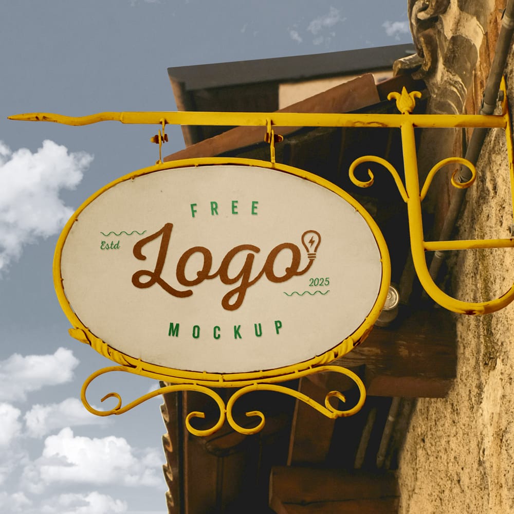 Free Classic Old Shop Sign Mockup PSD