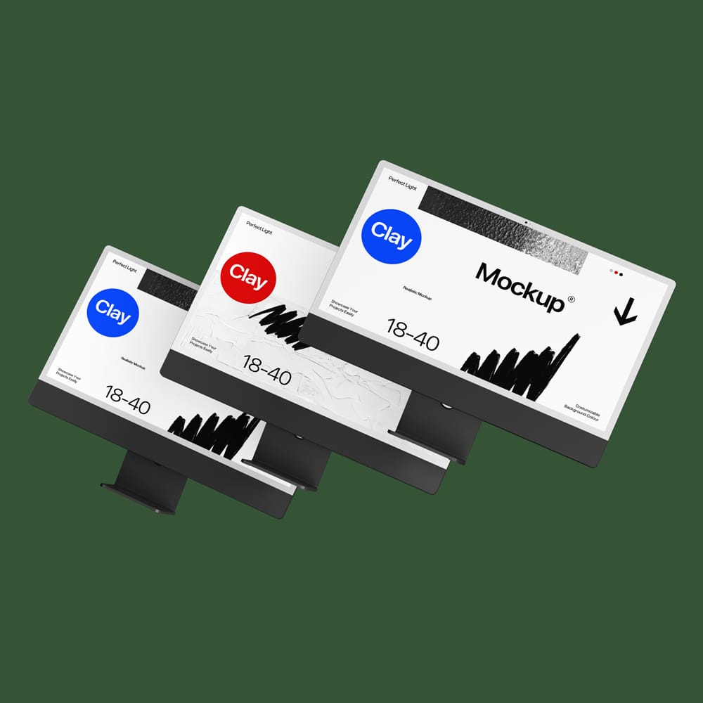 Free Clay iMac Screen Mockup PSD