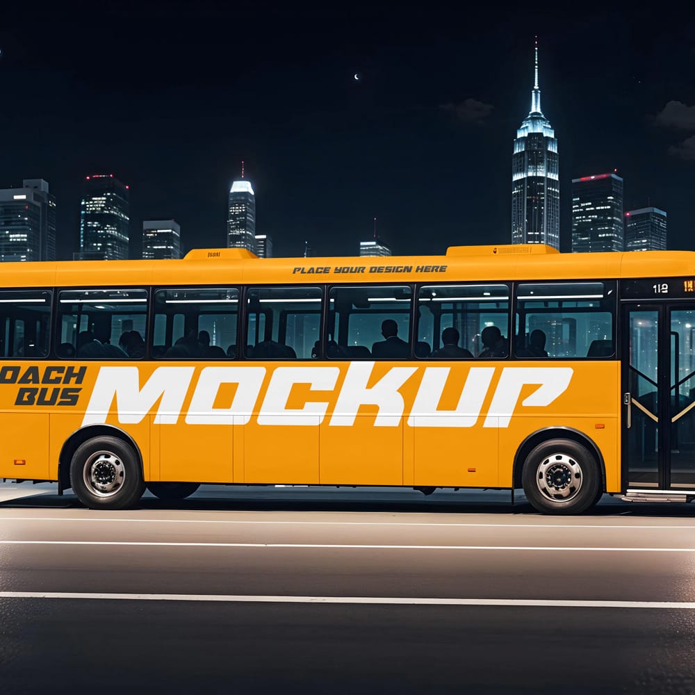 Free Coach Bus Mockup PSD