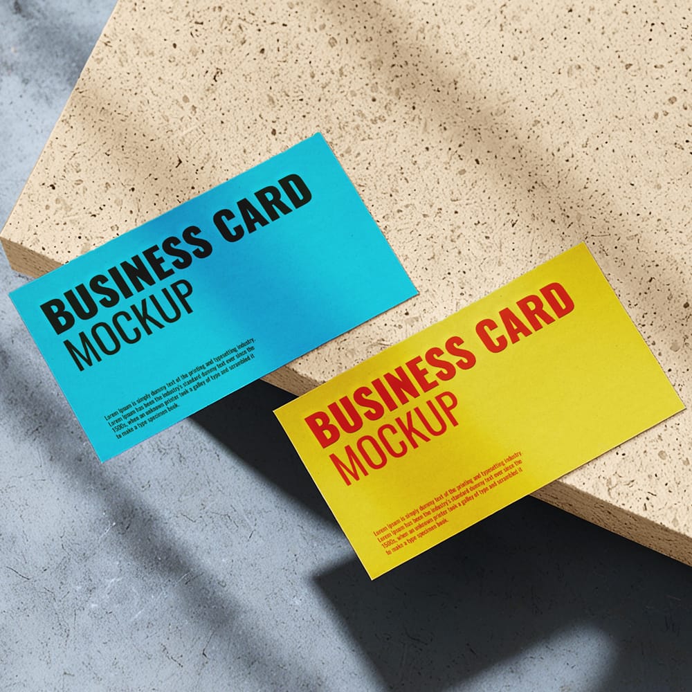 Free Concrete Business Card Mockups PSD