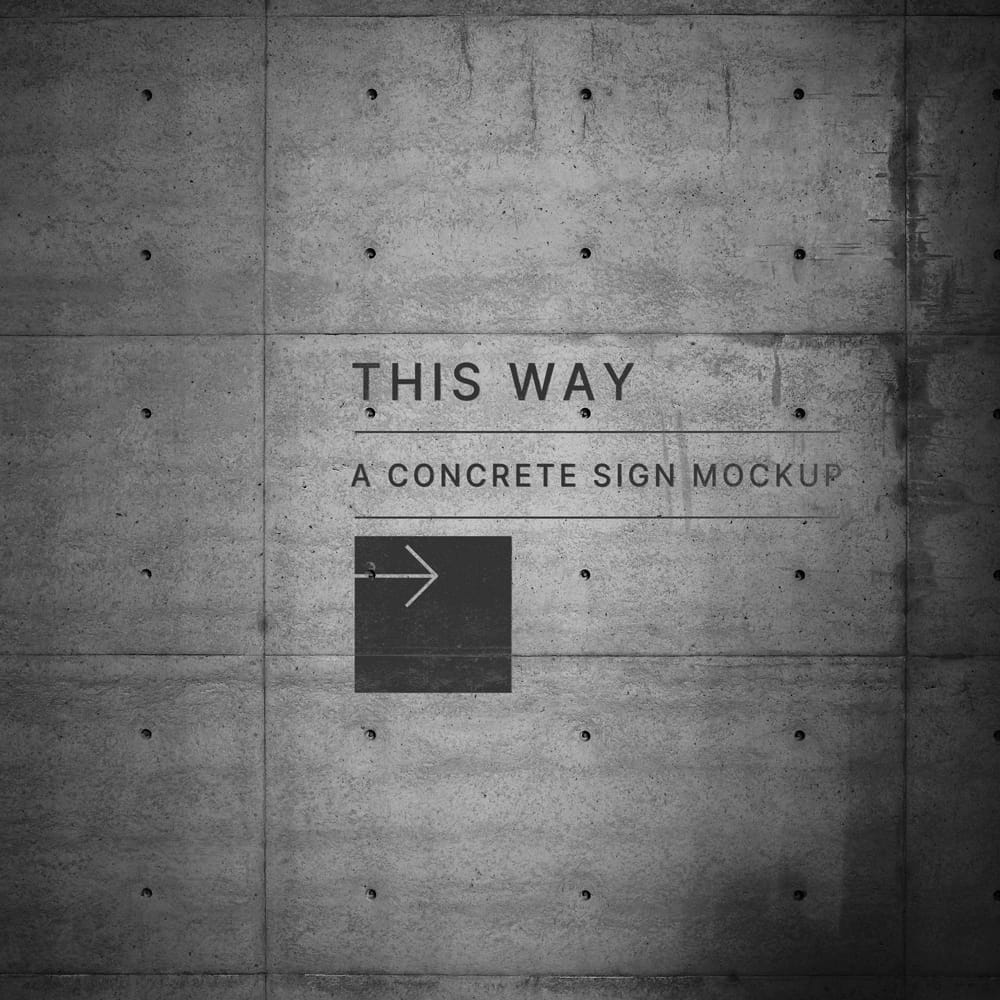 Free Concrete Wall Sign Mockup PSD