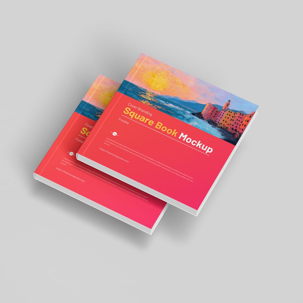 Free Cover Branding Square Book Mockup PSD