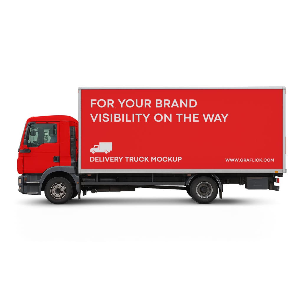 Free Delivery Truck Mockup PSD