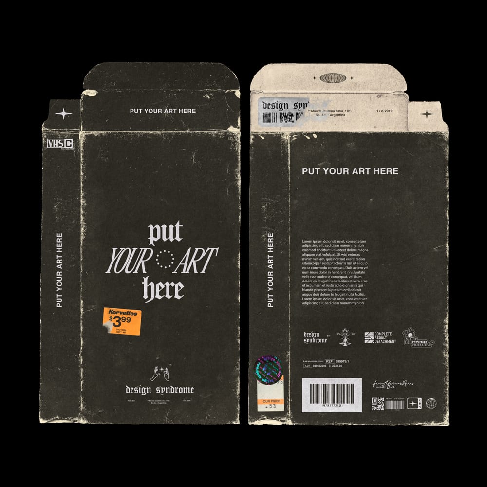 Free Distressed VHS Sleeve Mockup PSD