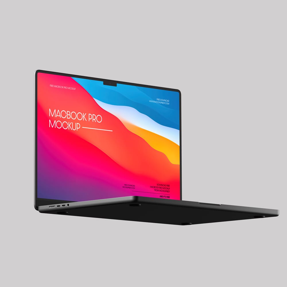 Free Floating Macbook Pro Mockup Template PSD