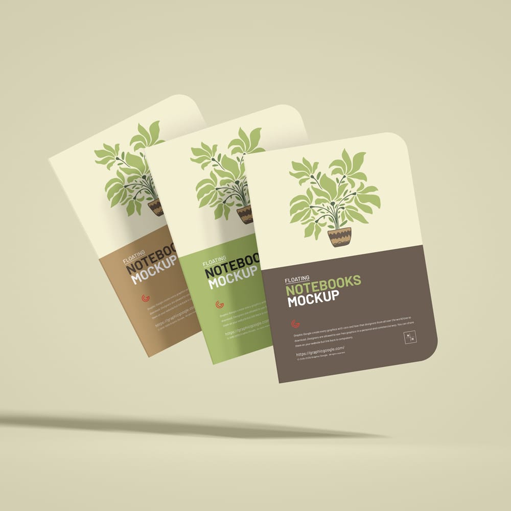 Free Floating Notebooks Mockup PSD