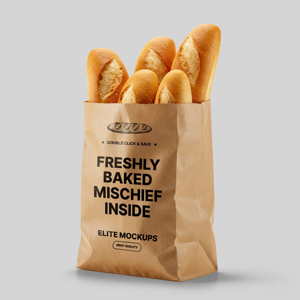 Free Fresh Bread Paper Bag Mockup PSD