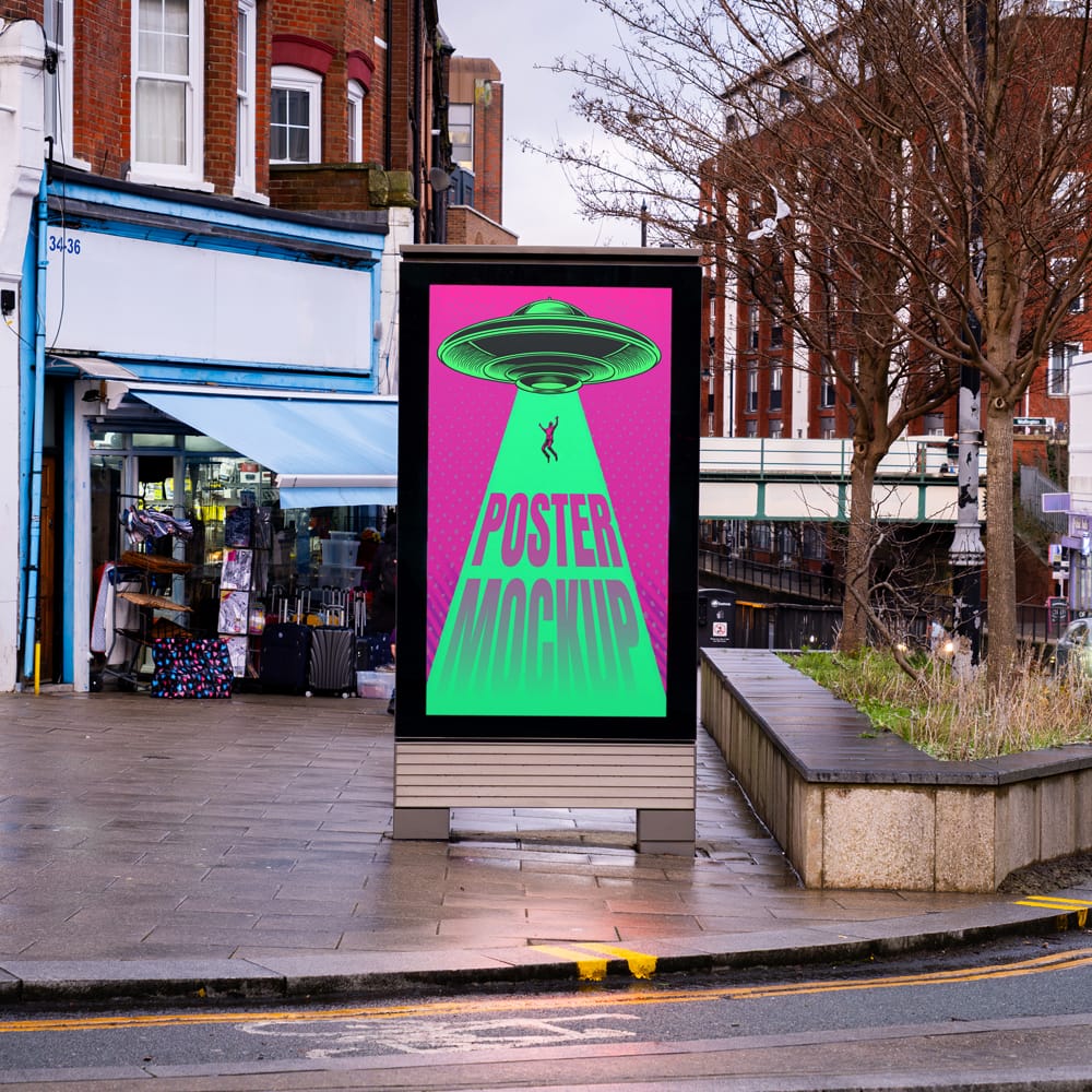 Free Front View Citylight Mockup PSD