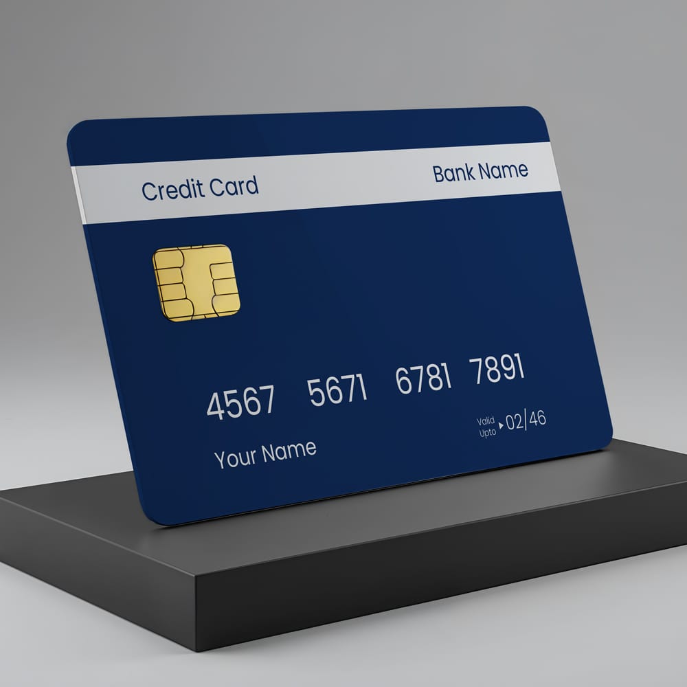 Free Front View Credit Card Mockup PSD