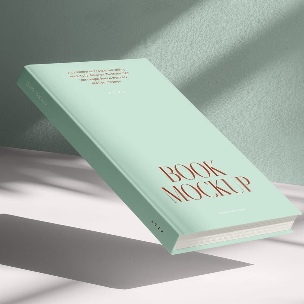 Free Levitating Hardcover Book Mockup PSD