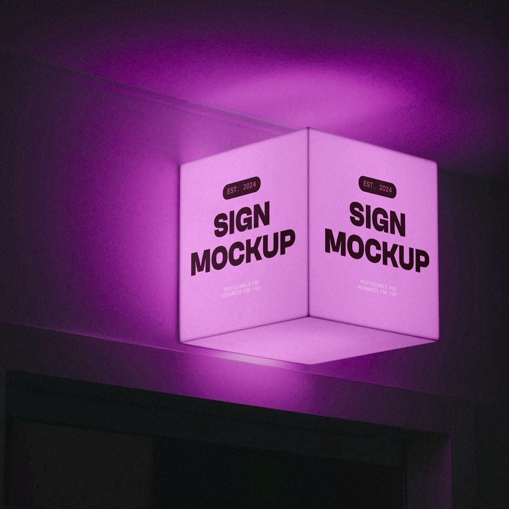 Free Lighting Sign Mockup PSD
