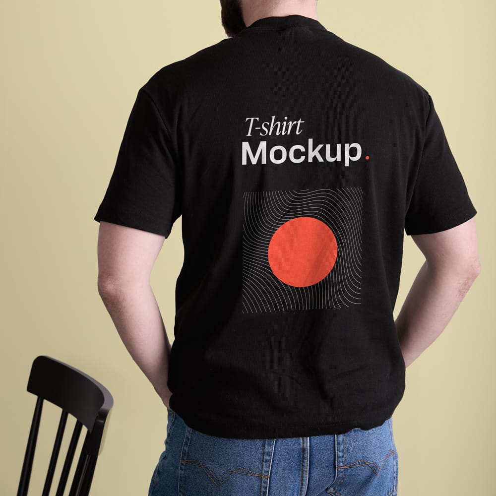 Free Men's Black T-shirt Mockup PSD