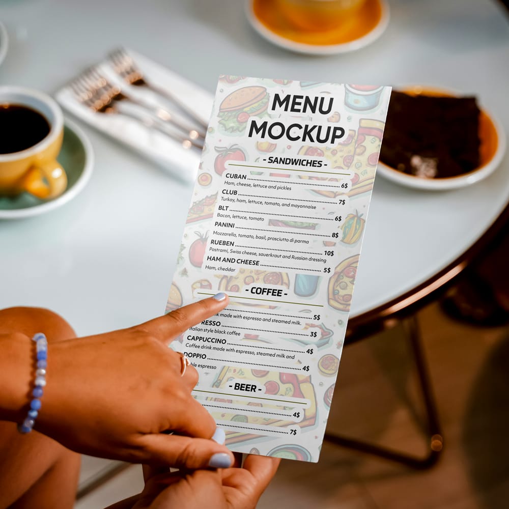 Free Menu DL Size Mockup PSD