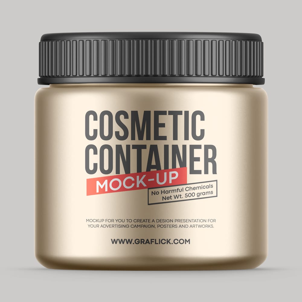 Free Metallic Cosmetic Jar Mockup PSD