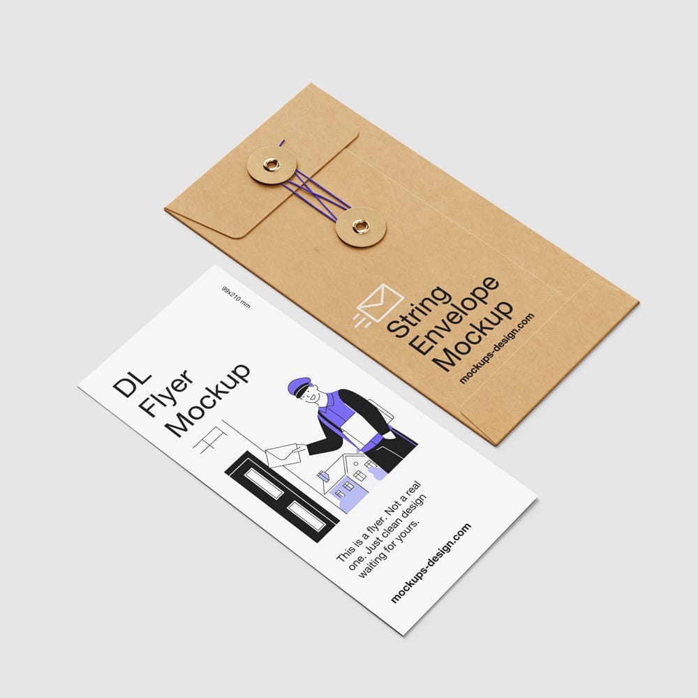 Free Minimal String Envelope Mockup PSD