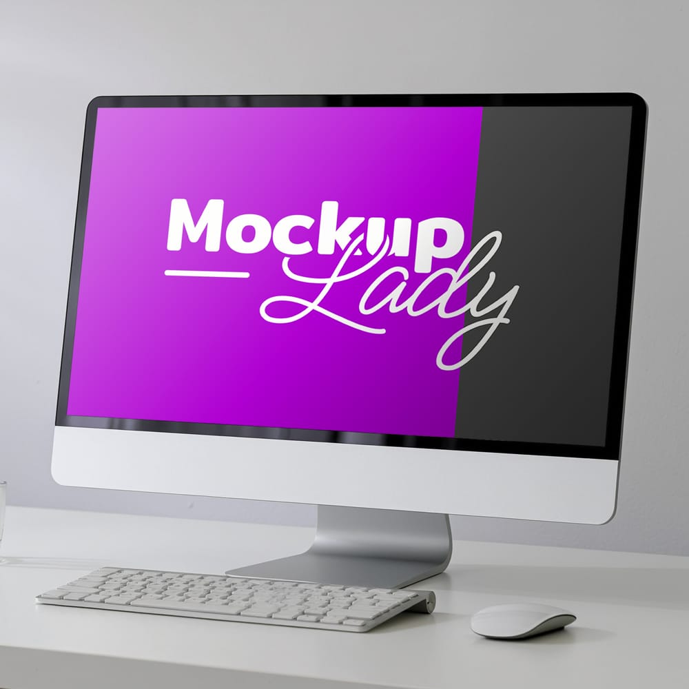 Free Minimalist Desktop Computer Mockup PSD