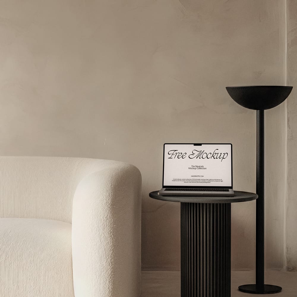 Free Minimalist Home Office MacBook Mockup PSD