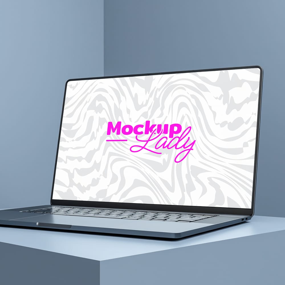 Free Modern Laptop Mockup in Minimalist Environment PSD