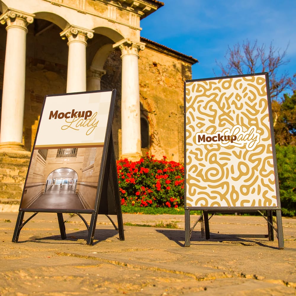 Free Outdoor Sign Mockup in Urban Historical Setting PSD