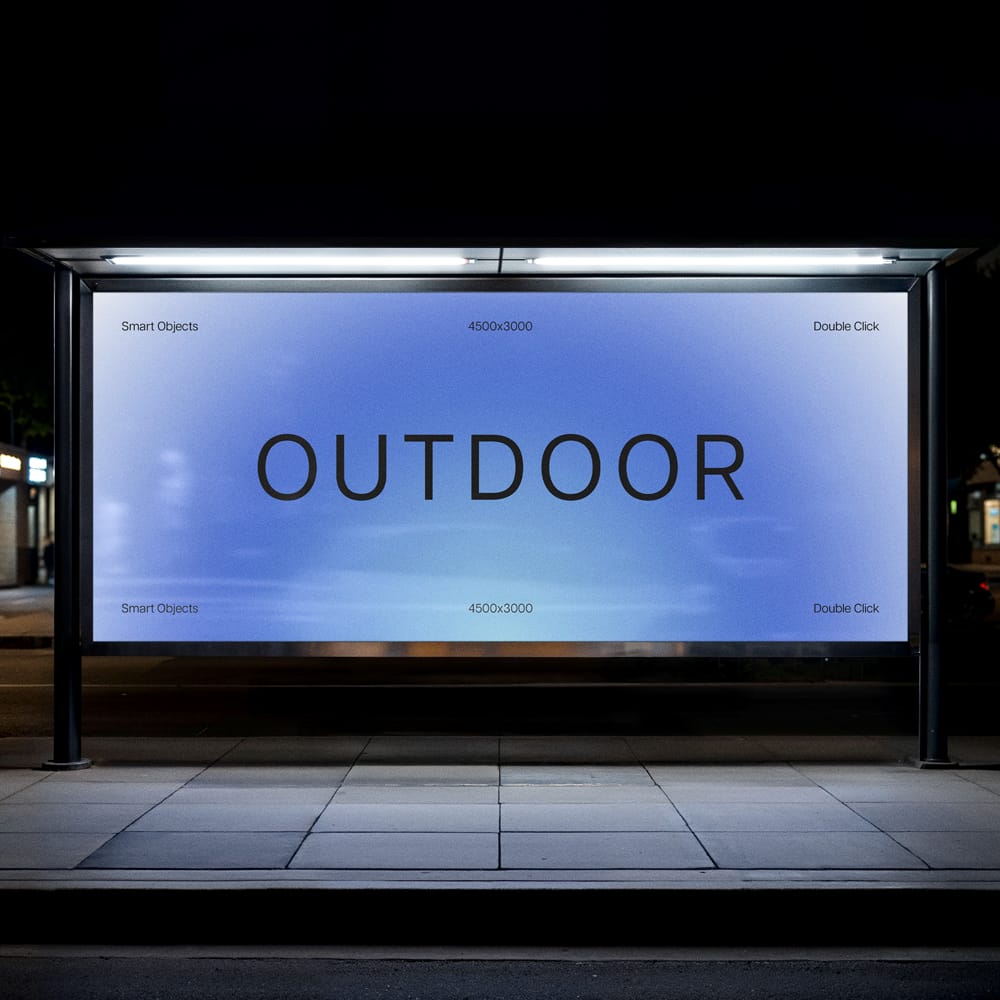 Free Outskirts Bus Stop Billboard Mockup PSD