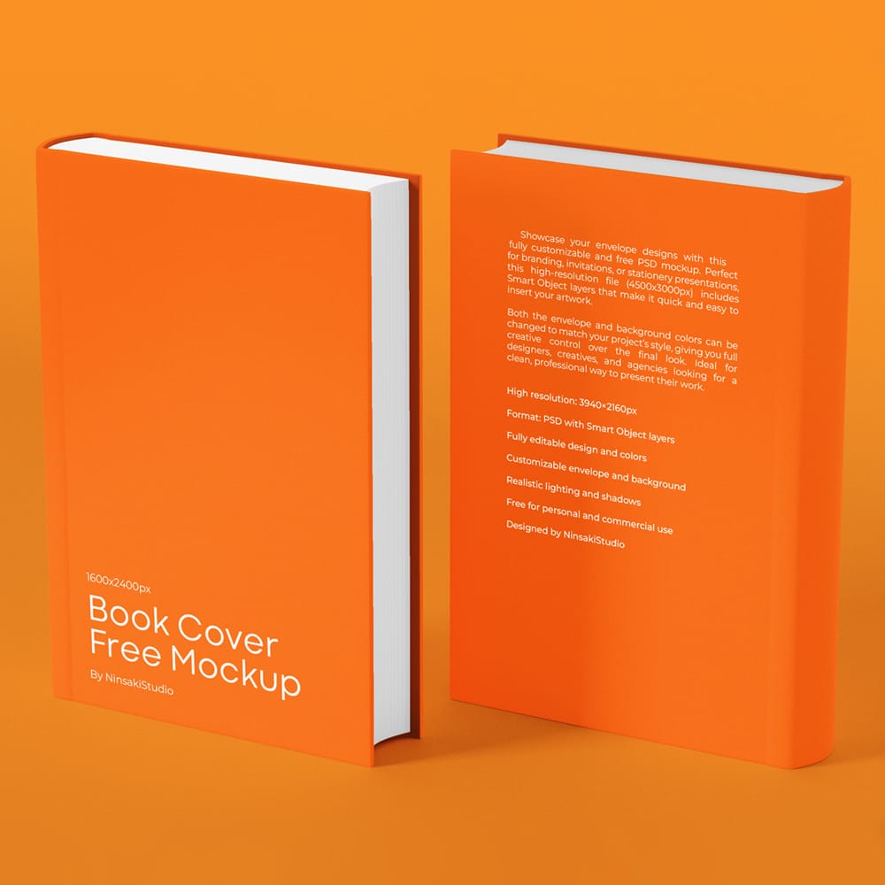 Free Photorealistic Book Cover Mockup Template PSD